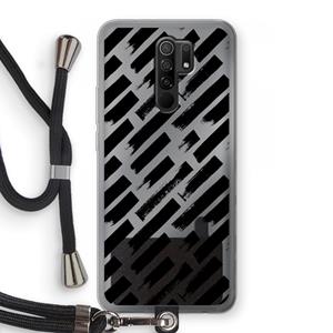 CaseCompany Zwarte vegen: Xiaomi Redmi 9 Transparant Hoesje met koord