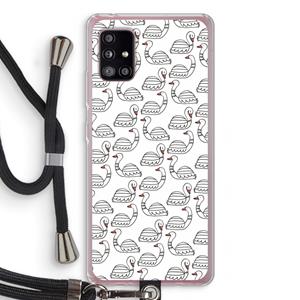 CaseCompany Zwanen: Samsung Galaxy A51 5G Transparant Hoesje met koord
