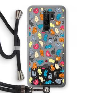 CaseCompany Kleurrijke katten: Xiaomi Redmi 9 Transparant Hoesje met koord