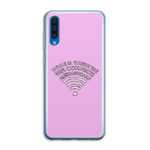 CaseCompany Home Is Where The Wifi Is: Samsung Galaxy A50 Transparant Hoesje