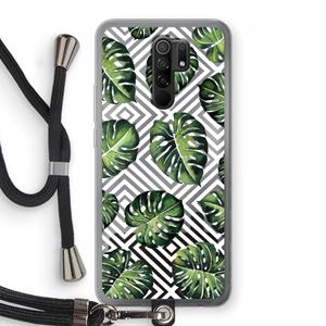CaseCompany Geometrische jungle: Xiaomi Redmi 9 Transparant Hoesje met koord