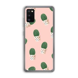 CaseCompany Cactusprint roze: Samsung Galaxy A41 Transparant Hoesje