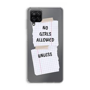 CaseCompany No Girls Allowed Unless: Samsung Galaxy A12 Transparant Hoesje