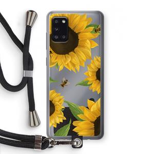 CaseCompany Sunflower and bees: Samsung Galaxy A31 Transparant Hoesje met koord