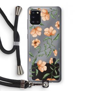 CaseCompany Peachy flowers: Samsung Galaxy A31 Transparant Hoesje met koord
