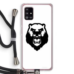 CaseCompany Angry Bear (white): Samsung Galaxy A51 5G Transparant Hoesje met koord