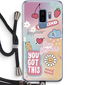 CaseCompany Positivity: Samsung Galaxy S9 Plus Transparant Hoesje met koord