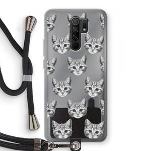 CaseCompany Kitten: Xiaomi Redmi 9 Transparant Hoesje met koord
