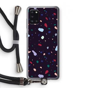 CaseCompany Dark Rounded Terrazzo: Samsung Galaxy A31 Transparant Hoesje met koord
