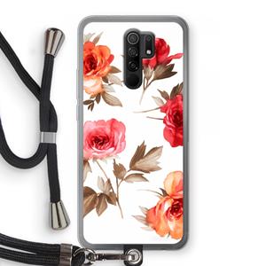 CaseCompany Roosjes: Xiaomi Redmi 9 Transparant Hoesje met koord