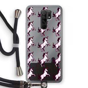 CaseCompany Musketon Unicorn: Xiaomi Redmi 9 Transparant Hoesje met koord