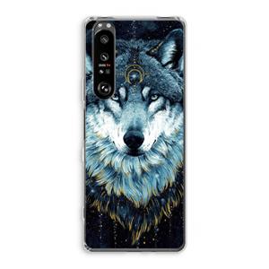 CaseCompany Darkness Wolf: Sony Xperia 1 III Transparant Hoesje