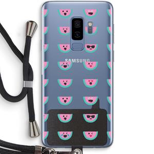 CaseCompany Smiley watermeloenprint: Samsung Galaxy S9 Plus Transparant Hoesje met koord