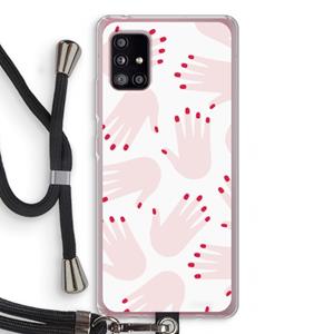 CaseCompany Hands pink: Samsung Galaxy A51 5G Transparant Hoesje met koord