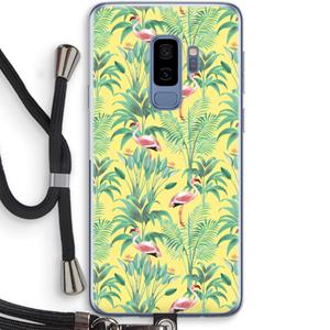 CaseCompany Flamingo party: Samsung Galaxy S9 Plus Transparant Hoesje met koord