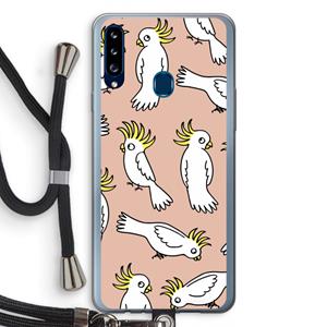 CaseCompany Papegaai: Samsung Galaxy A20s Transparant Hoesje met koord