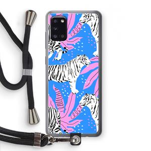 CaseCompany Tijger: Samsung Galaxy A31 Transparant Hoesje met koord