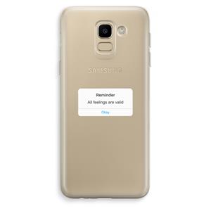 CaseCompany Reminder: Samsung Galaxy J6 (2018) Transparant Hoesje