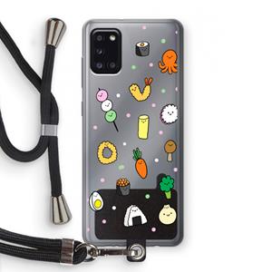 CaseCompany Happy bento friends: Samsung Galaxy A31 Transparant Hoesje met koord