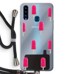 CaseCompany Waterijsje: Samsung Galaxy A20s Transparant Hoesje met koord