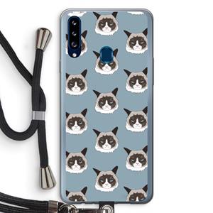 CaseCompany It's a Purrr Case: Samsung Galaxy A20s Transparant Hoesje met koord
