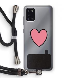 CaseCompany Hartje: Samsung Galaxy A31 Transparant Hoesje met koord