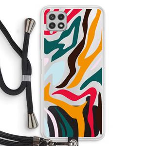 CaseCompany Colored Zebra: Samsung Galaxy A22 4G Transparant Hoesje met koord