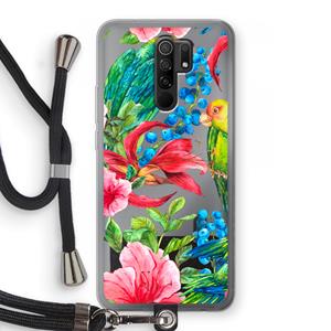 CaseCompany Papegaaien: Xiaomi Redmi 9 Transparant Hoesje met koord