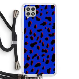 CaseCompany Blue Leopard: Samsung Galaxy A22 4G Transparant Hoesje met koord