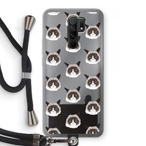 CaseCompany It's a Purrr Case: Xiaomi Redmi 9 Transparant Hoesje met koord