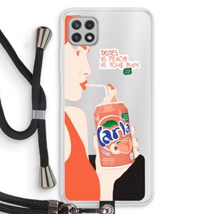 CaseCompany Peach please!: Samsung Galaxy A22 4G Transparant Hoesje met koord
