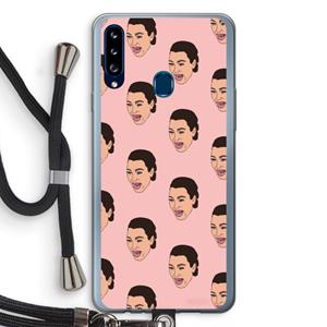 CaseCompany Ugly Cry Call: Samsung Galaxy A20s Transparant Hoesje met koord