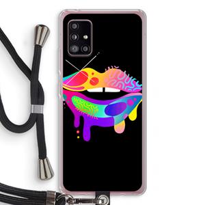 CaseCompany Lip Palette: Samsung Galaxy A51 5G Transparant Hoesje met koord