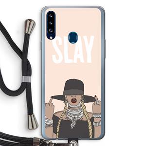 CaseCompany Slay All Day: Samsung Galaxy A20s Transparant Hoesje met koord