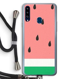 CaseCompany Watermeloen: Samsung Galaxy A20s Transparant Hoesje met koord