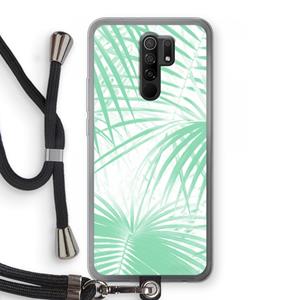CaseCompany Palmbladeren: Xiaomi Redmi 9 Transparant Hoesje met koord