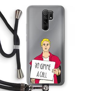 CaseCompany Gimme a call: Xiaomi Redmi 9 Transparant Hoesje met koord