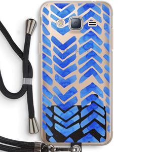 CaseCompany Blauwe pijlen: Samsung Galaxy J3 (2016) Transparant Hoesje met koord