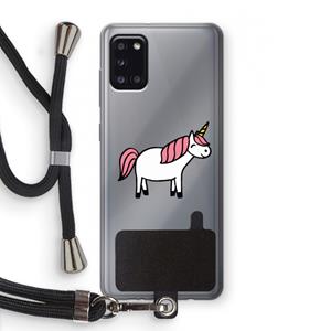 CaseCompany Eenhoorn: Samsung Galaxy A31 Transparant Hoesje met koord