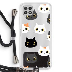 CaseCompany Katten: Samsung Galaxy A22 4G Transparant Hoesje met koord