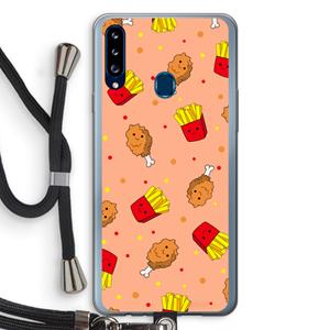 CaseCompany Chicken 'n Fries: Samsung Galaxy A20s Transparant Hoesje met koord