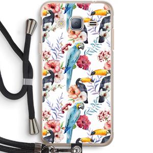 CaseCompany Bloemen tukan: Samsung Galaxy J3 (2016) Transparant Hoesje met koord