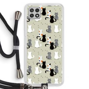 CaseCompany Katten: Samsung Galaxy A22 4G Transparant Hoesje met koord