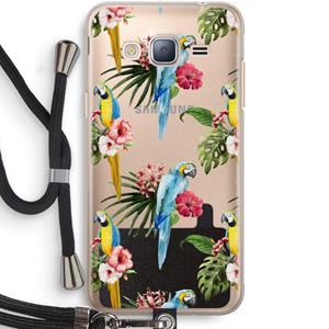 CaseCompany Kleurrijke papegaaien: Samsung Galaxy J3 (2016) Transparant Hoesje met koord