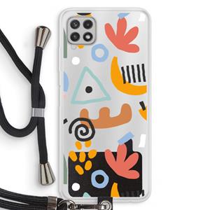 CaseCompany Abstract: Samsung Galaxy A22 4G Transparant Hoesje met koord