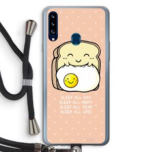 CaseCompany Sleep All Day: Samsung Galaxy A20s Transparant Hoesje met koord