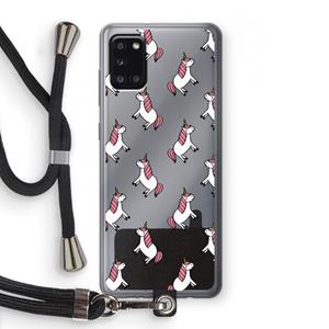 CaseCompany Eenhoorns overal: Samsung Galaxy A31 Transparant Hoesje met koord
