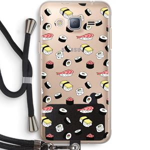 CaseCompany Sushi time: Samsung Galaxy J3 (2016) Transparant Hoesje met koord