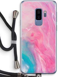 CaseCompany Roze explosie: Samsung Galaxy S9 Plus Transparant Hoesje met koord