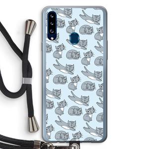 CaseCompany Poezen: Samsung Galaxy A20s Transparant Hoesje met koord